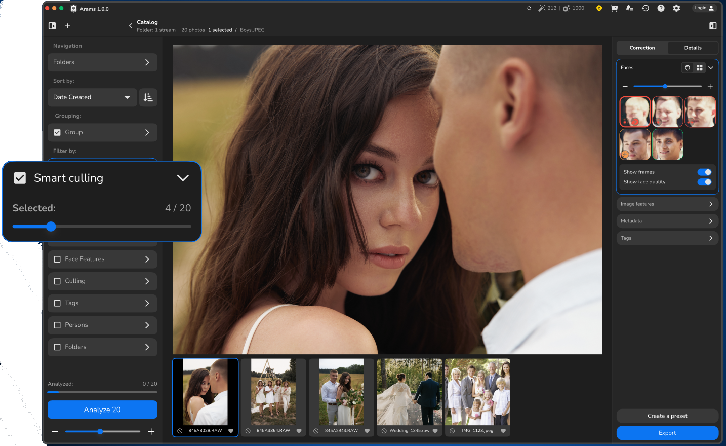 Dank KI-Automatisierung reduziert Retouch4me Arams 1.6.0 die typische Aussortierzeit um bis zu 80 Prozent. (c) Retouch4me