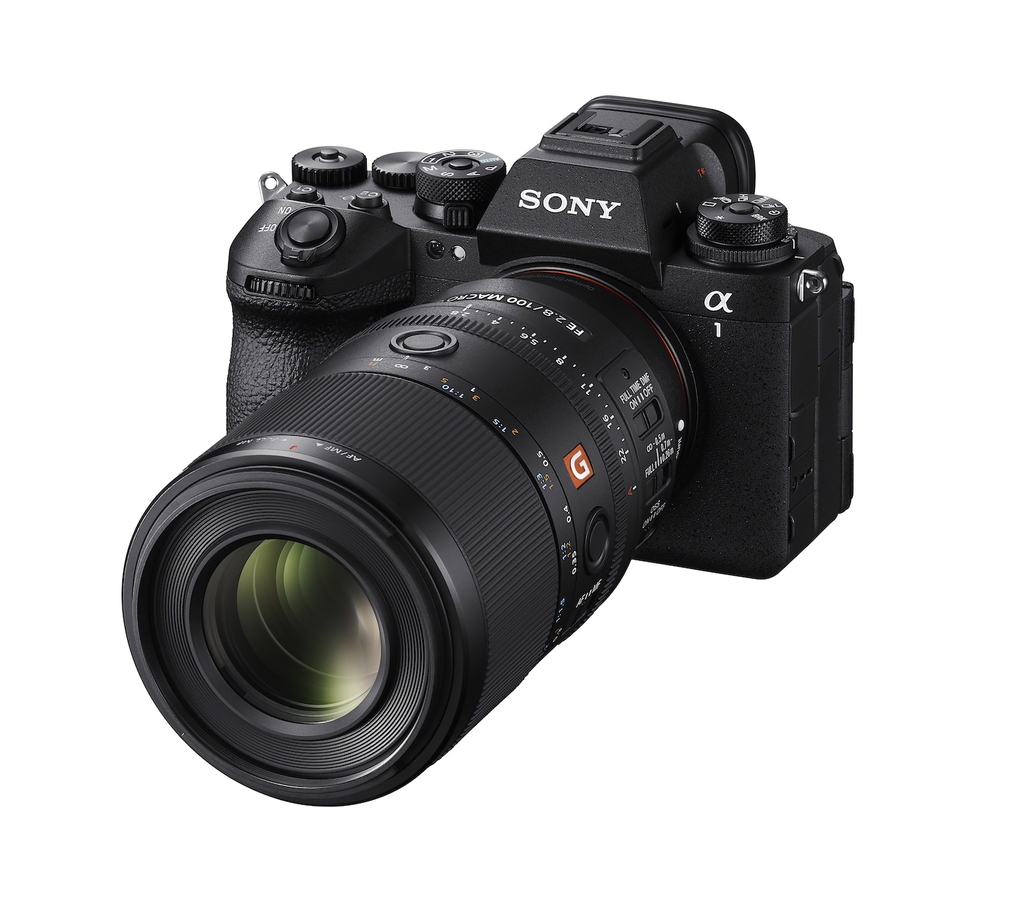 Das neue Sony FE 100mm F2.8 Macro GM OSS angesetzt an einer Sony Alpha 1 II. (c) Sony